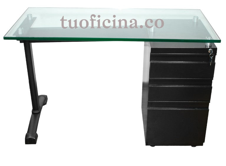 Escritorio superficie en vidrio de 19mm estructura metalica